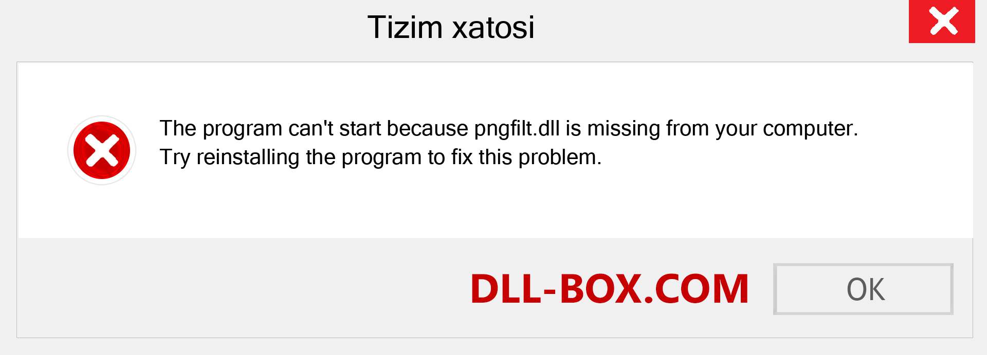 pngfilt.dll fayli yo'qolganmi?. Windows 7, 8, 10 uchun yuklab olish - Windowsda pngfilt dll etishmayotgan xatoni tuzating, rasmlar, rasmlar